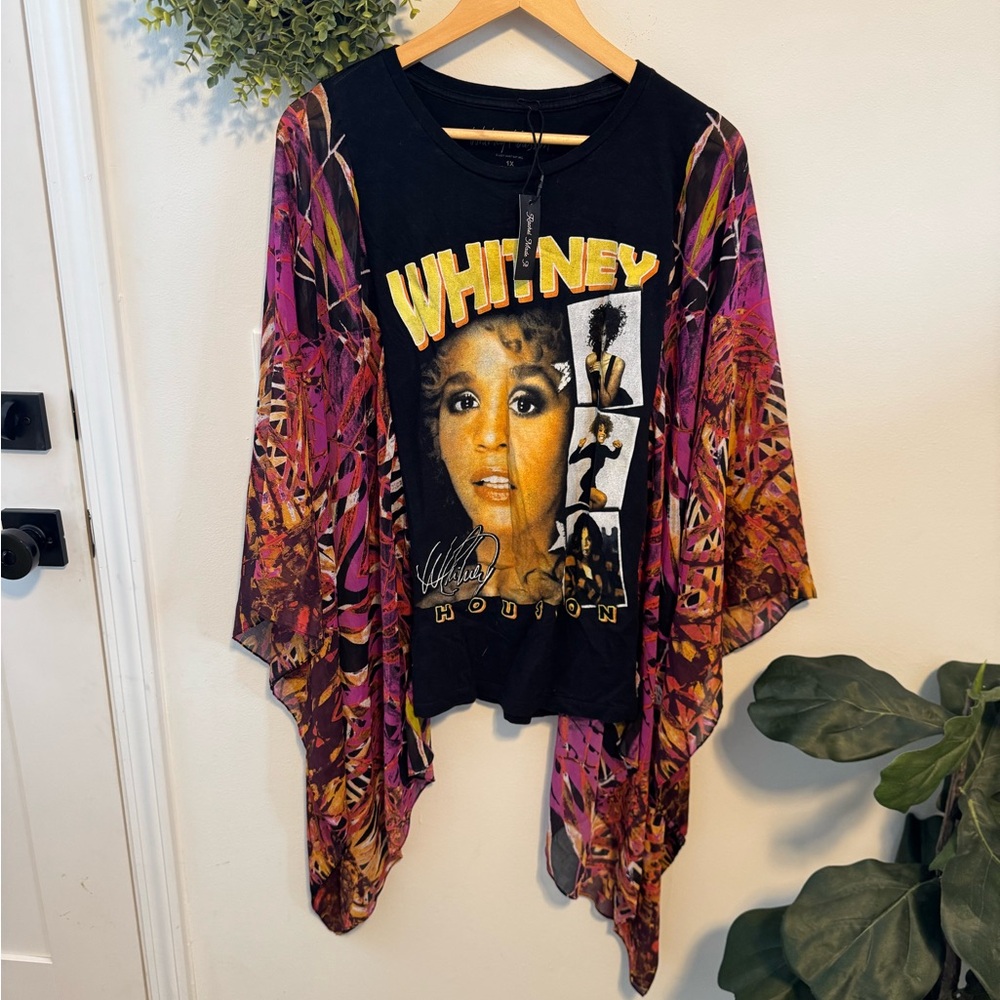 Reworked Whitney Houston Graphic Kimono Top
